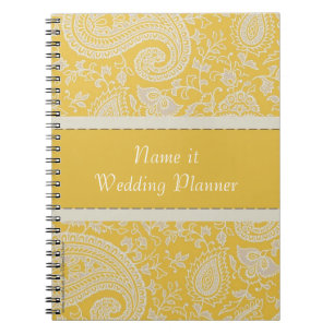 Gele paisley Indian Damask Wedding Planner Notitieboek