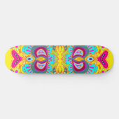 Gele Paisley Roze Hart Kaleidoscoop Skateboard (Horizontaal)