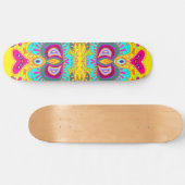 Gele Paisley Roze Hart Kaleidoscoop Skateboard (Horizontaal)
