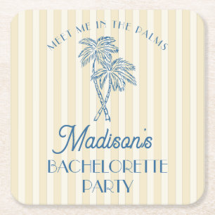 Gele Palm Lente Pastel Strand Bachelorette Feestje Kartonnen Onderzetters