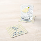 Gele Palm Lente Pastel Strand Bruidsdouche Kartonnen Onderzetters (Insitu)