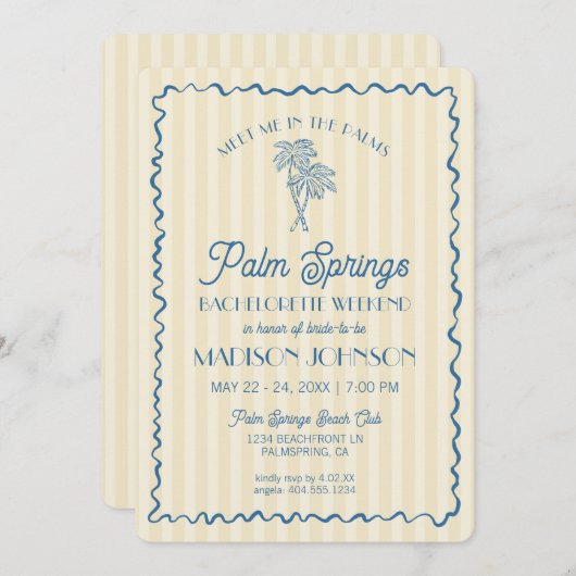 Gele Palm Lente Pastel Strand Bruidsfeest Activite Kaart (Voorkant / Achterkant)