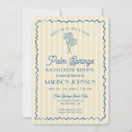 Gele Palm Lente Pastel Strand Bruidsfeestje Kaart