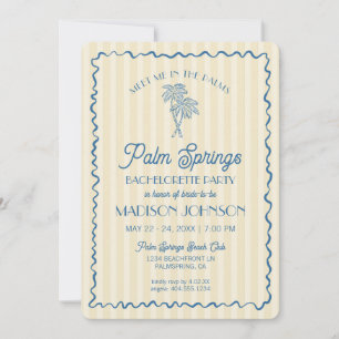 Gele Palm Lente Pastel Strand Meisjesuitje Party Kaart