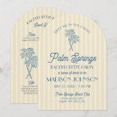 Gele Palm Spring Pastel Beach Bachelorette Party Kaart (Voorkant / Achterkant)