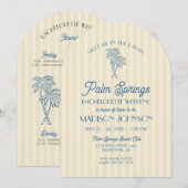 Gele Palm Spring Pastel Beach Bachelorette Party Kaart (Voorkant / Achterkant)