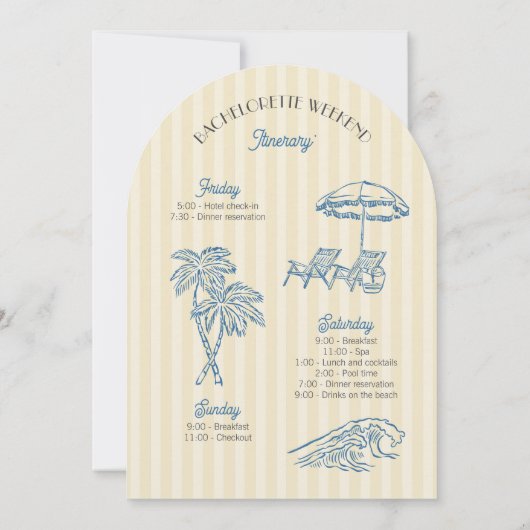 Gele Palm Spring Pastel Beach Bachelorette Party Kaart (Achterkant)