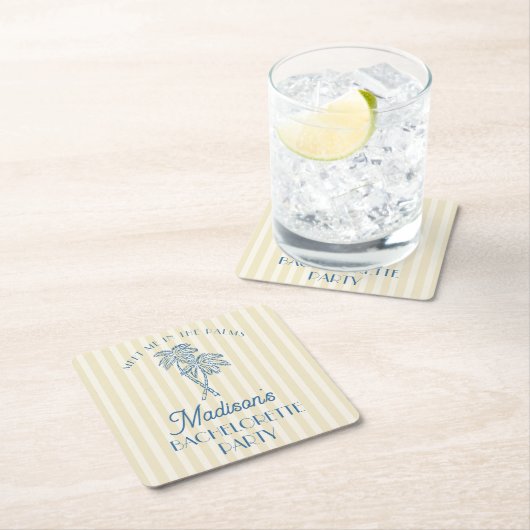 Gele Palm Spring Pastel Beach Bachelorette Party Kartonnen Onderzetters (Insitu)