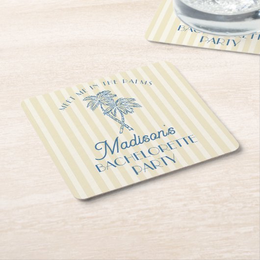 Gele Palm Spring Pastel Beach Bachelorette Party Kartonnen Onderzetters (Schuin)