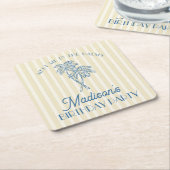 Gele Palm Spring Pastel Beach verjaardagsfeestje Kartonnen Onderzetters (Schuin)