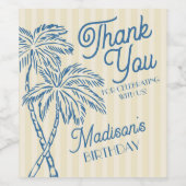 Gele Palm Springs Beach Verjaardagsfeest Favoriete Wijn Etiket (Enkel label)