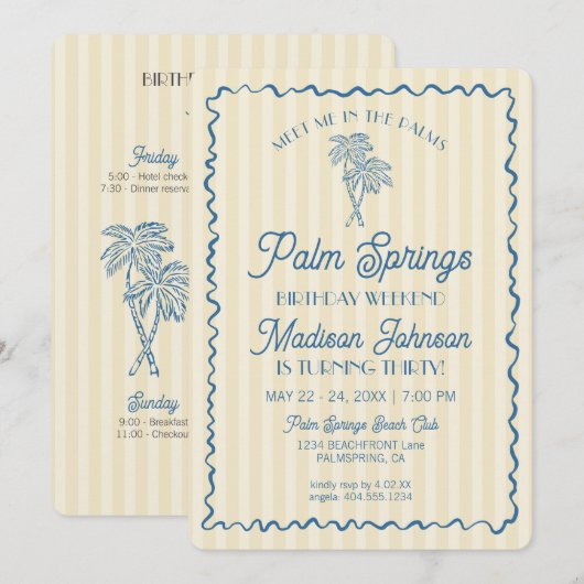 Gele Palm Springs Pastel Beach Verjaardag Weekend Kaart (Voorkant / Achterkant)