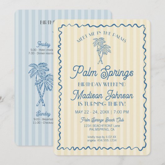 Gele Palm Springs Pastel Beach Verjaardag Weekend Kaart (Voorkant / Achterkant)