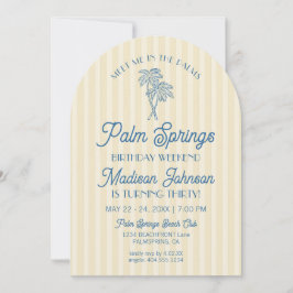 Gele Palm Springs Pastel Beach Verjaardag Weekend Kaart