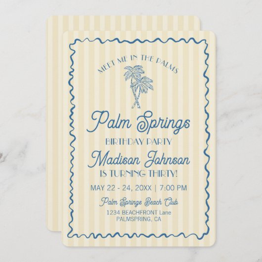 Gele Palm Springs Pastel Beach verjaardagsfeestje Kaart (Voorkant / Achterkant)