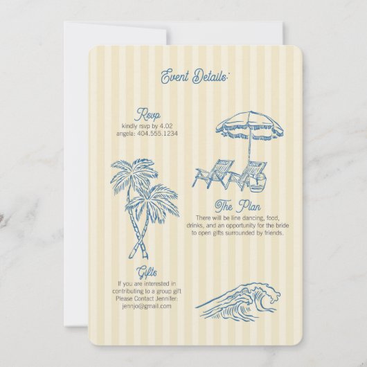 Gele Palm Springs Pastel Beach verjaardagsfeestje Kaart (Achterkant)