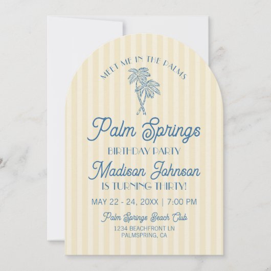 Gele Palm Springs Pastel Beach verjaardagsfeestje Kaart (Voorkant)