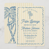 Gele Palm Springs Pastel Beach verjaardagsfeestje Kaart (Voorkant / Achterkant)