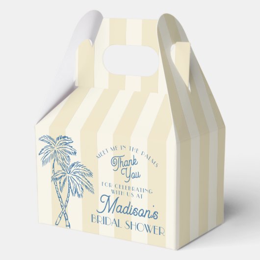 Gele Palm Springs Pastel Strand Bruidsdiner Bedankdoosjes (Voorkant)