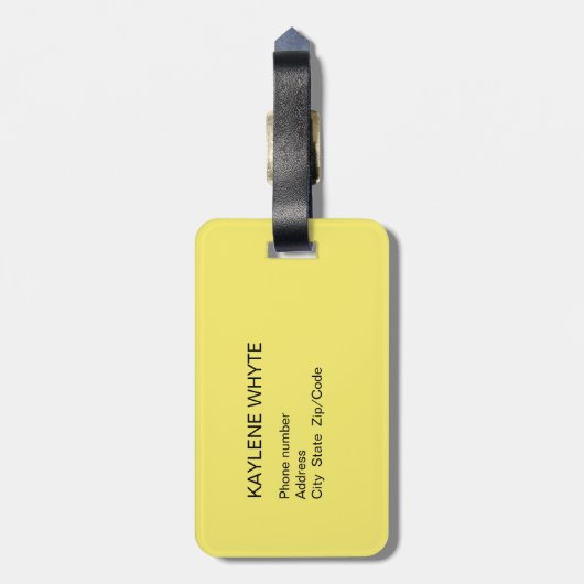 Gele palmbladeren gepersonaliseerd Bagagelabel (Achterkant verticaal)