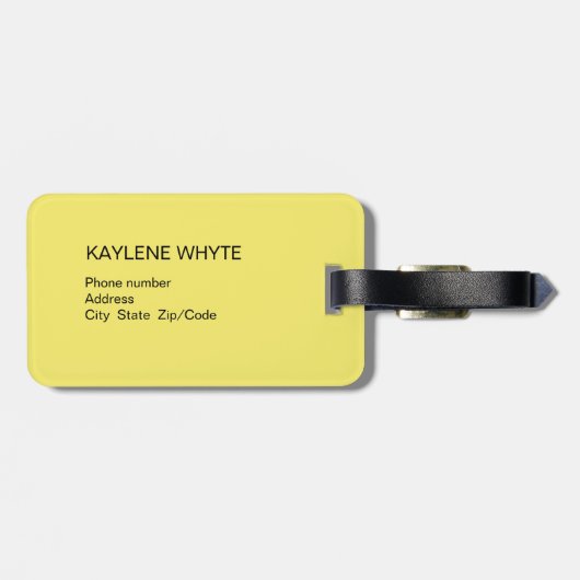 Gele palmbladeren gepersonaliseerd Bagagelabel (Achterkant horizontaal)