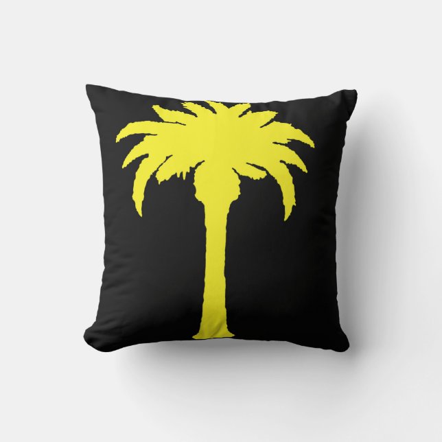 Gele palmboom kussen (Voorkant)