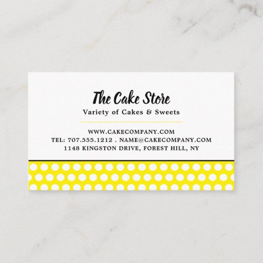 Gele pannenkoeken en pokadots, kachelaar, kookpot visitekaartje (Achterkant)