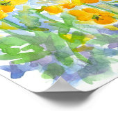 Gele pansieën Waterverf lentevloeren schilderen Poster (Hoek)