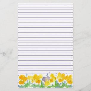 Gele Pansies Floral Waterverf schilderij Lined Briefpapier