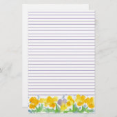 Gele Pansies Floral Waterverf schilderij Lined Briefpapier (Voorkant / Achterkant)