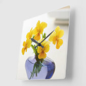 Gele Pansies Paars Vase Pansy Flowers Spa Bath Vierkante Klok (Hoek)