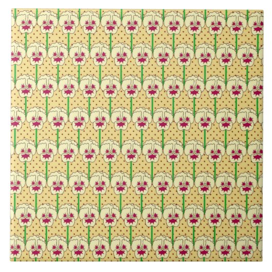 Gele pansies - patroon met retroflectuur tegeltje (Voorkant)