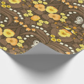 Gele pansies, vogels en vlinders cadeaupapier (Hoek)