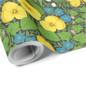 Gele pansies, vogels en vlinders cadeaupapier (Rol Hoek)