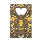 Gele pansies, vogels en vlinders creditkaart flessenopener (Voorkant)