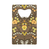 Gele pansies, vogels en vlinders creditkaart flessenopener (Achterkant)