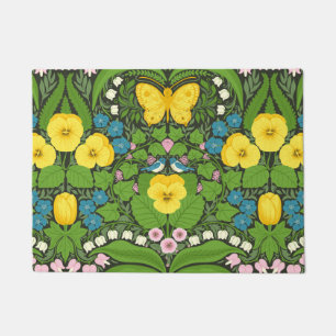 Gele pansies, vogels en vlinders deurmat