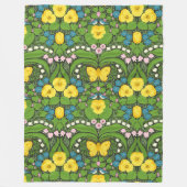 Gele pansies, vogels en vlinders fleece deken (Voorkant)