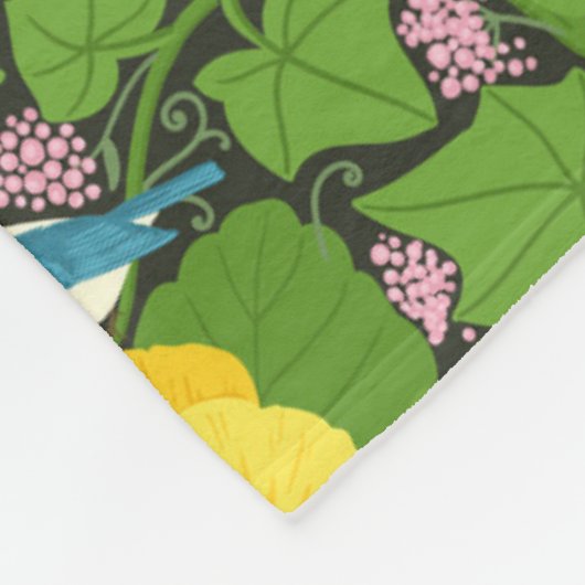 Gele pansies, vogels en vlinders fleece deken (Hoek)