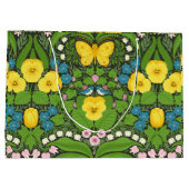 Gele pansies, vogels en vlinders groot cadeauzakje (Achterkant)