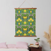 Gele pansies, vogels en vlinders hangend wandkleed (Slaapkamer)