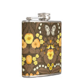 Gele pansies, vogels en vlinders heupfles (Rechts)