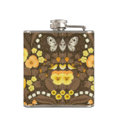 Gele pansies, vogels en vlinders heupfles (Achterkant)