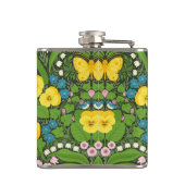 Gele pansies, vogels en vlinders heupfles (Achterkant)