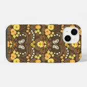 Gele pansies, vogels en vlinders iPhone hoesje (Achterkant horizontaal)