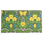 Gele pansies, vogels en vlinders kussensloop (Voorkant-Rechts)
