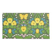 Gele pansies, vogels en vlinders kussensloop (Achterkant-Links)