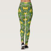 Gele pansies, vogels en vlinders leggings (Achterkant)