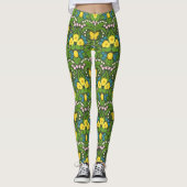 Gele pansies, vogels en vlinders leggings (Voorkant)