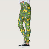 Gele pansies, vogels en vlinders leggings (Links)